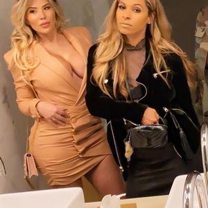 House of cb 2 piece leather body suit and skirt